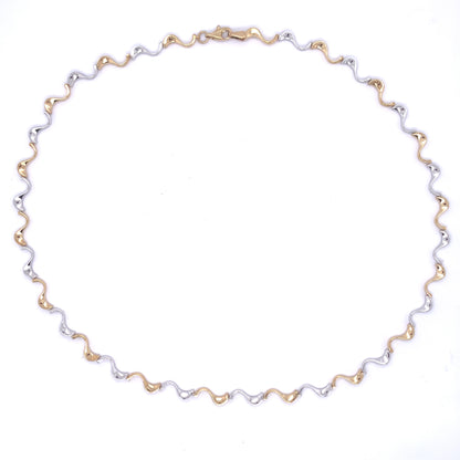 9ct Gold Two-tone Swirl Necklet GN040