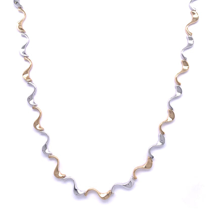 9ct Gold Two-tone Swirl Necklet GN040