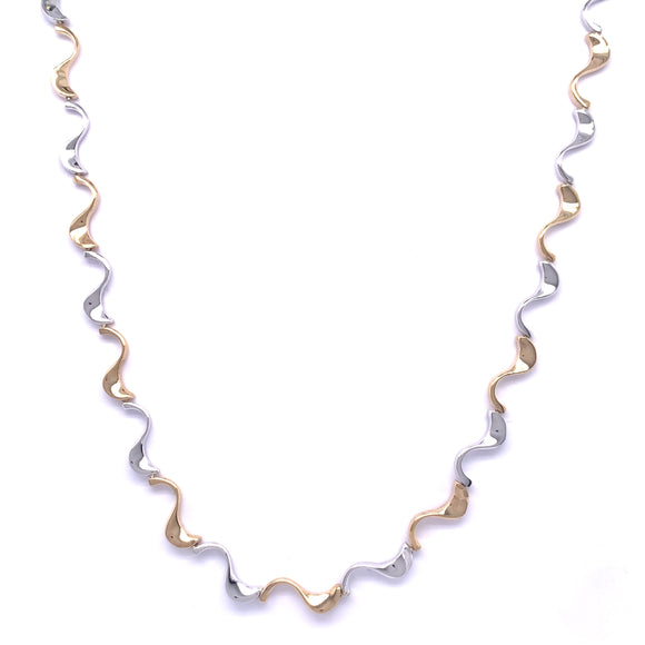 9ct Gold Two-tone Swirl Necklet