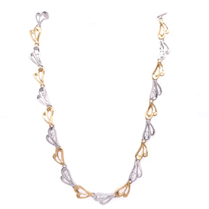 9ct Gold Two-tone CZ Open Leaf Necklet