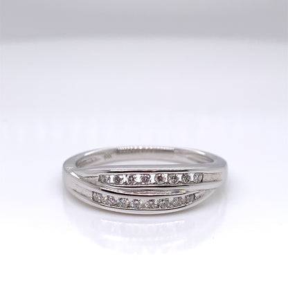 9ct White Gold Diamond Double Row Ring