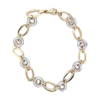 9ct Gold Two-tone Oval & CZ Circles Bracelet