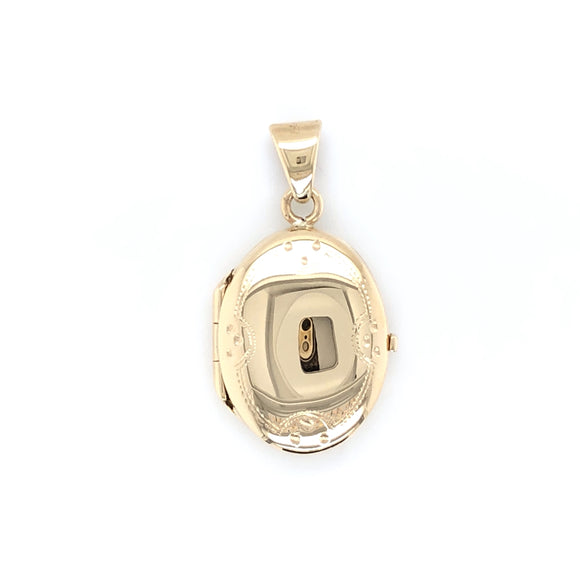 9ct Gold Engraved Oval Locket