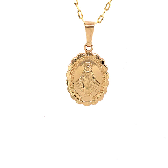 9ct Yellow Gold Small  Miraculous Medal & Chain