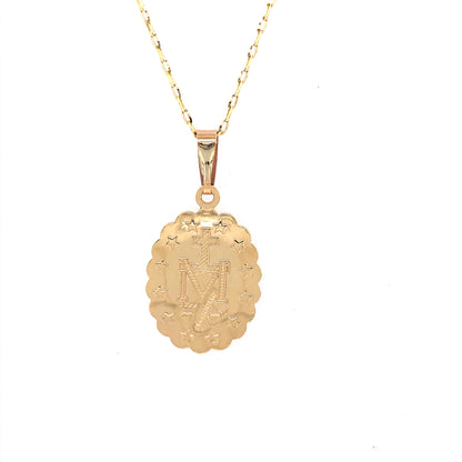 9ct Yellow Gold Medium Miraculous Medal & Chain