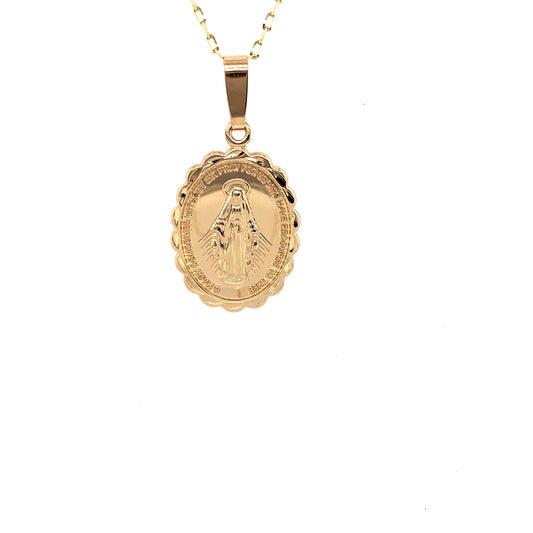 9ct Yellow Gold Medium Miraculous Medal & Chain