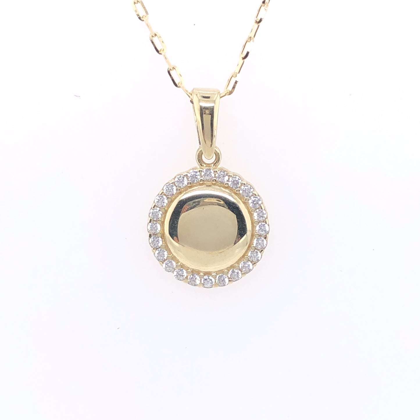 9ct Gold Engravable CZ Disc Pendant GPZ228