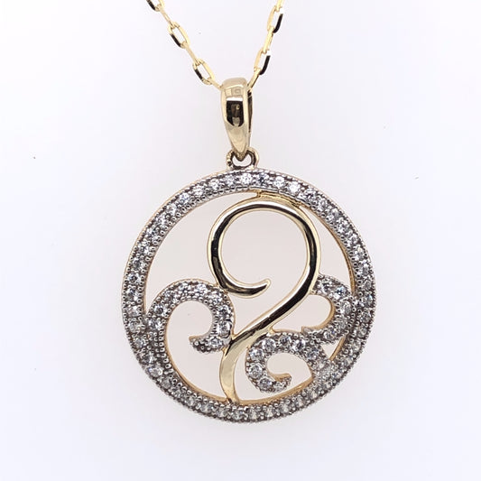 9ct Gold Pavé CZ Circle Pendant