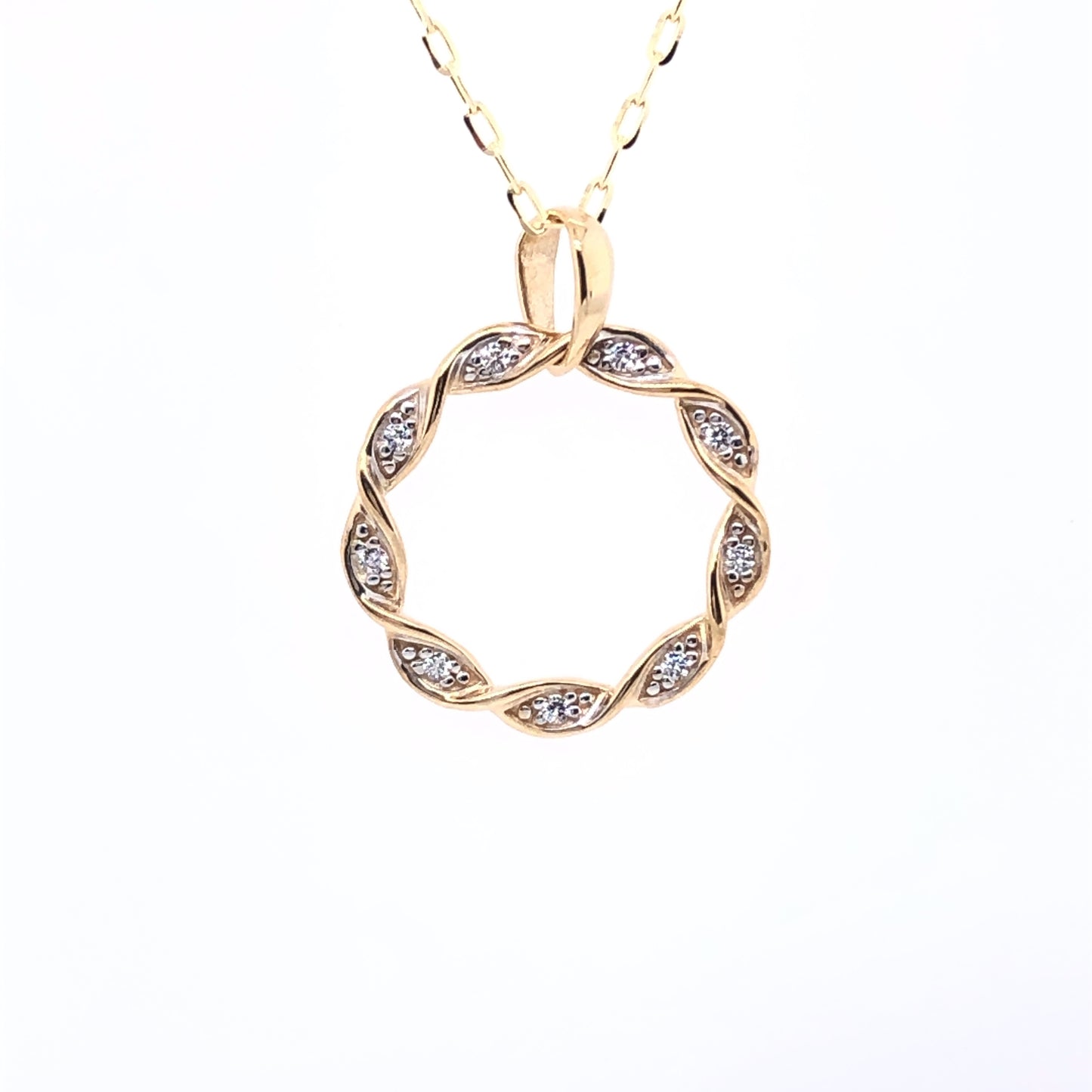 9ct Gold CZ Twist Circle Pendant GPZ231