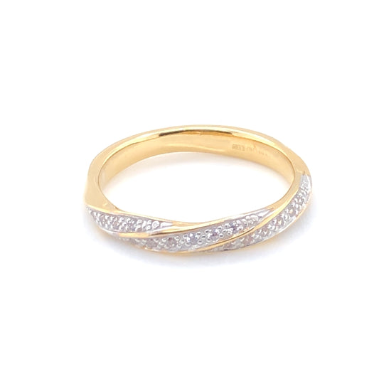 9ct Gold CZ Twisted Band GRA088