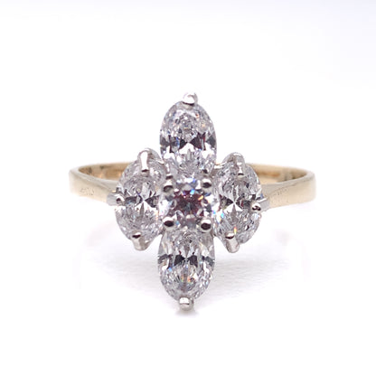 9ct Gold CZ Oval Cluster Ring