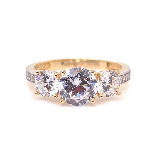 9ct Gold CZ Trilogy  Ring