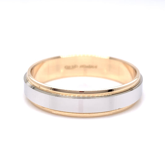 9ct Gold Men's 5mm Two-tone Light Wedding Ring