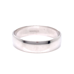 9ct White Gold Men's 5mm Light D-Shape Wedding Ring