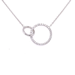 Sterling Silver CZ Circle in Circle Necklace