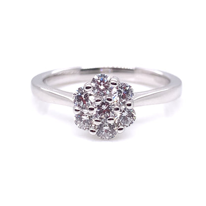 9ct White Gold CZ Floral Cluster Ring