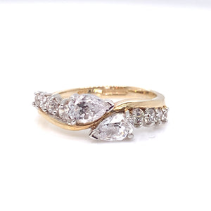 9ct Gold CZ Teardrop Crossover Ring