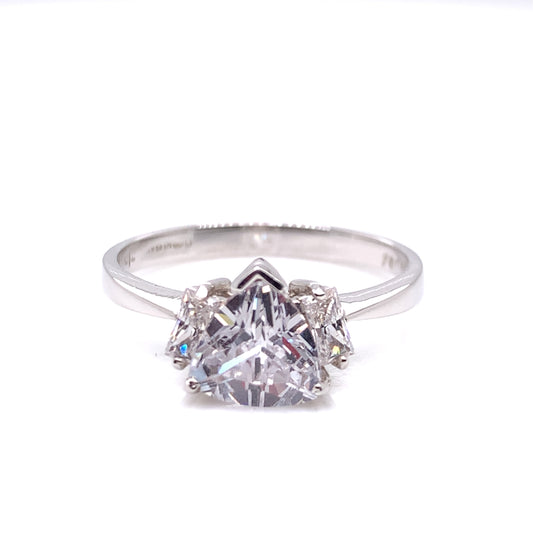 9ct White Gold CZ Ring