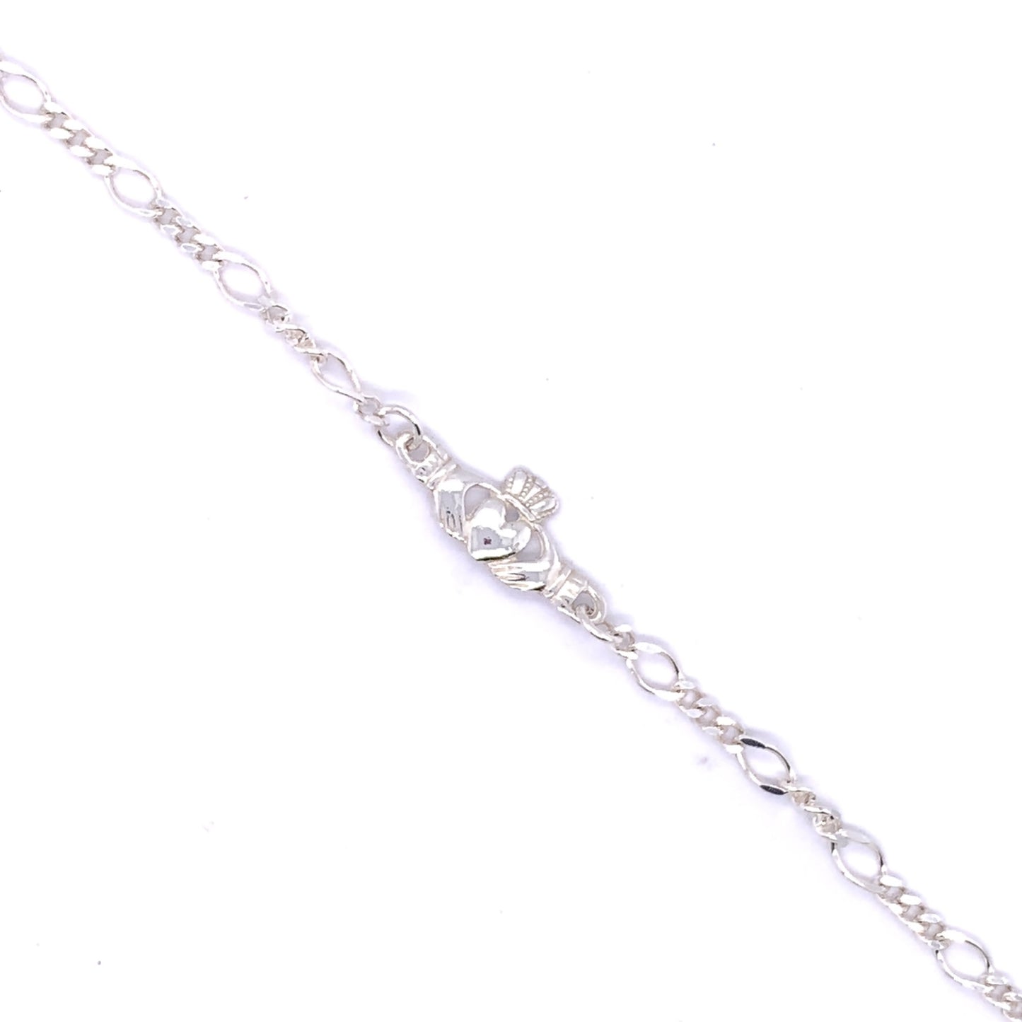 Sterling Silver Claddagh Figaro Bracelet SB8905