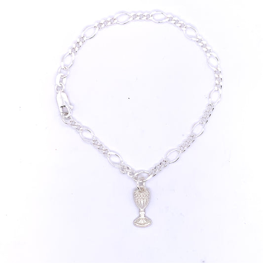 Sterling Silver Communion Chalice Charm Bracelet