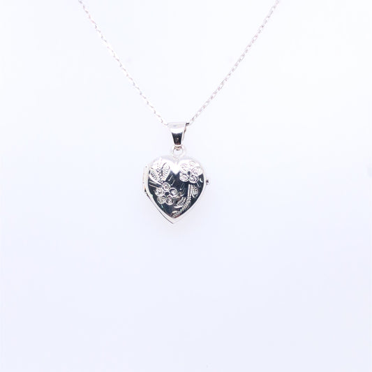 Sterling Silver Cute Floral Heart Locket SL70