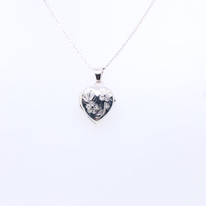 Sterling Silver Cute Floral Heart Locket