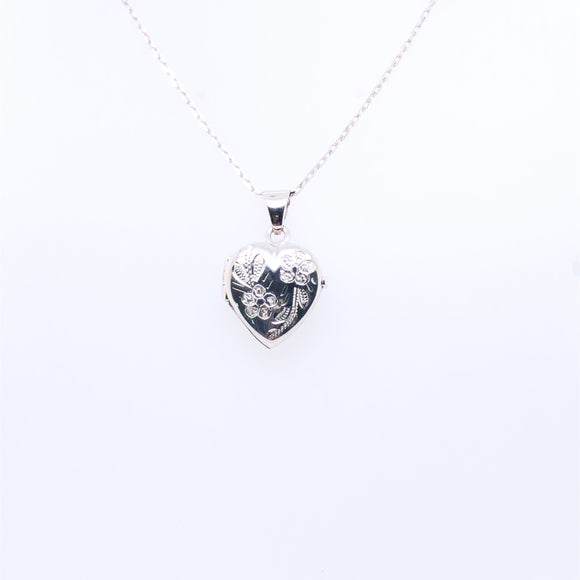 Sterling Silver Cute Floral Heart Locket