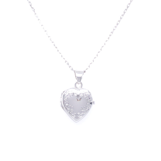 Sterling Silver Small Floral Heart Locket SL71