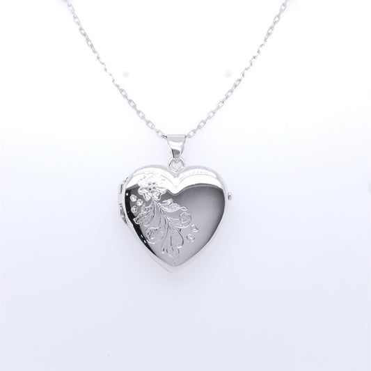 Sterling Silver Floral Heart Locket