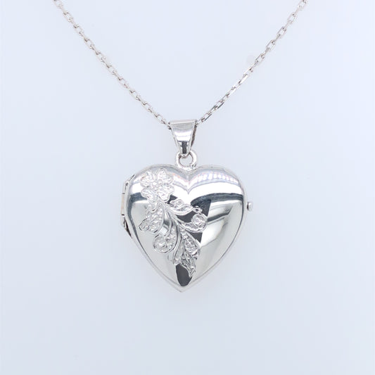 Sterling Silver Floral Memorial Heart Locket SL81