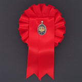 Sterling Silver Oval Confirmation Medal with Red Rosette SM100/R