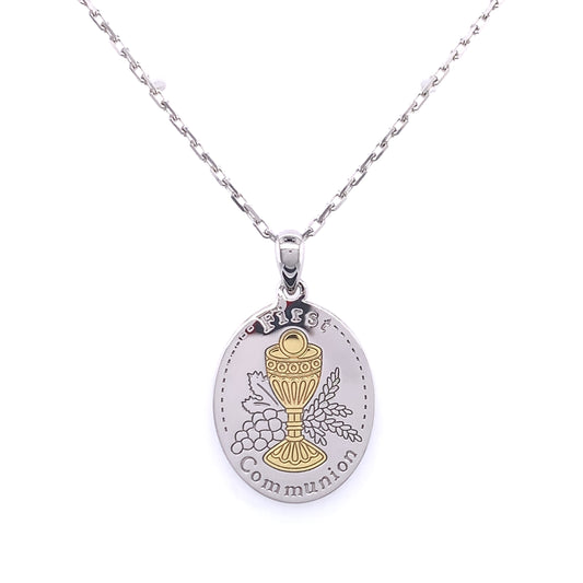 Sterling Silver Oval Communion Medal SM101