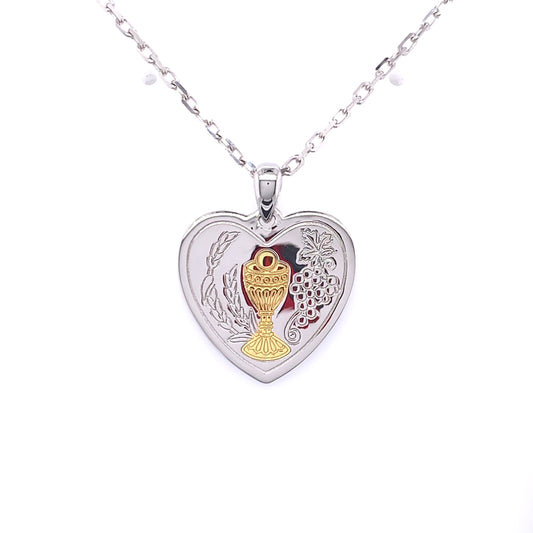 Sterling Silver Heart Communion Medal SM109