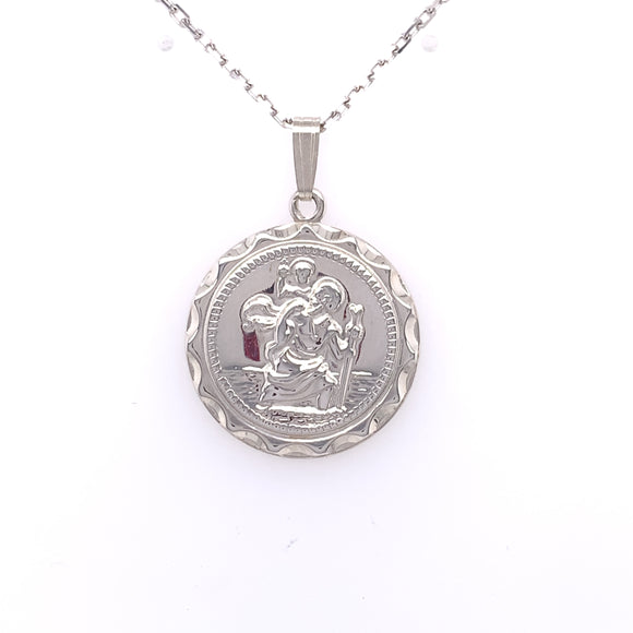 Sterling Silver Round 22mm St. Christopher Medal