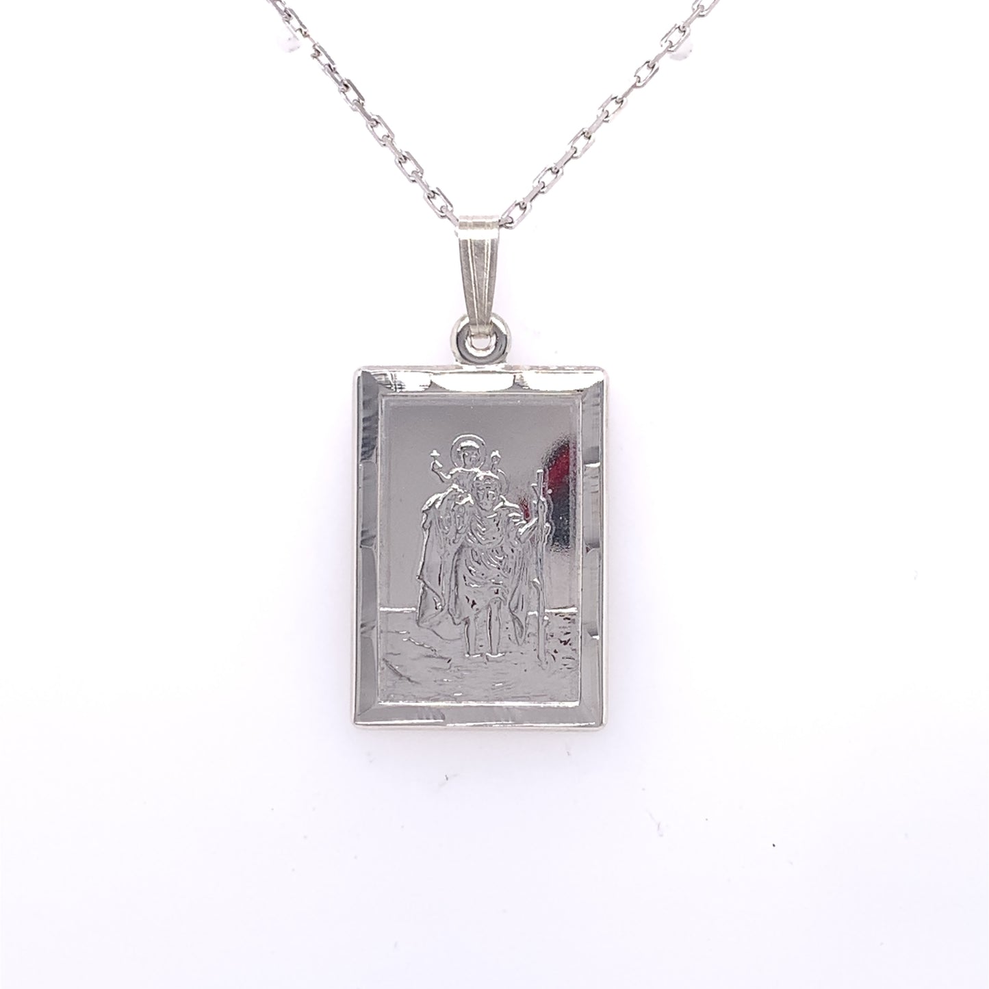 Sterling Silver Rectangular St. Christopher Medal SM213