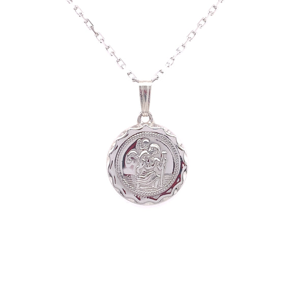 Sterling Silver Round 16mm St. Christopher Medal
