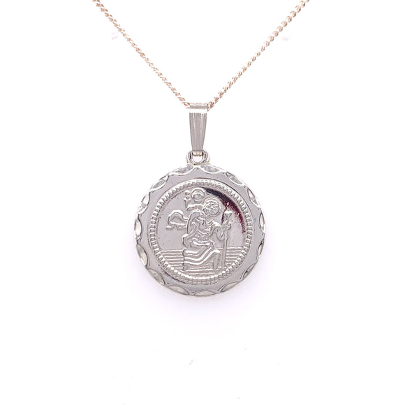 Sterling Silver Round 18mm St. Christopher Medal SM225