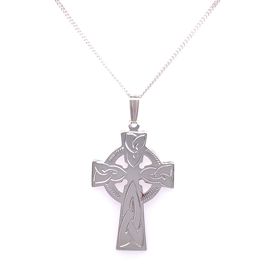 Sterling Silver Large Engraved Celtic Cross SP521