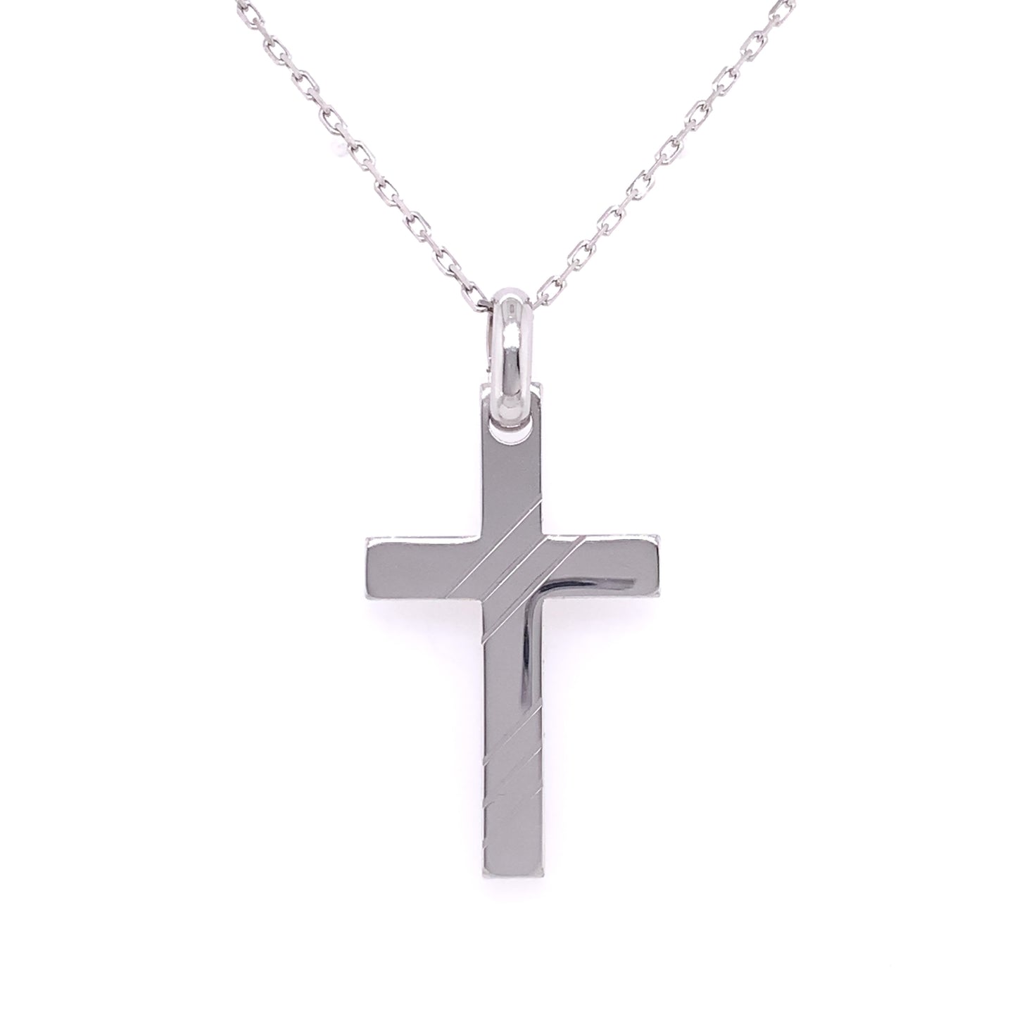 Sterling Silver Chunky Men's Cross Diagonal Stripes