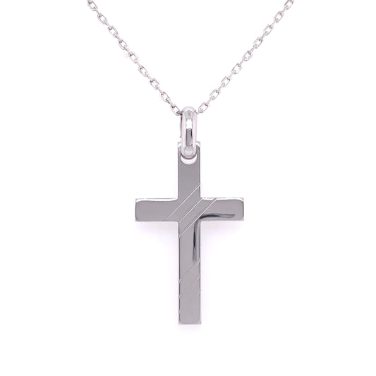 Sterling Silver Chunky Men's Cross Diagonal Stripes SP5327