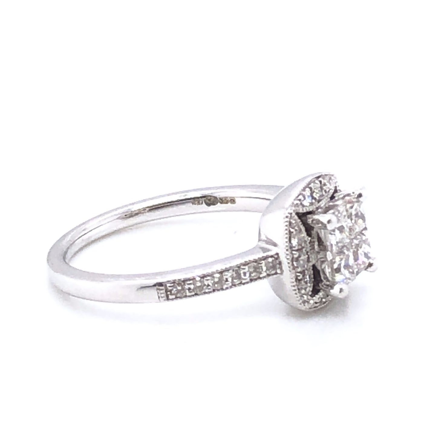 9ct White Gold 0.70ct Diamond Princess Halo Ring