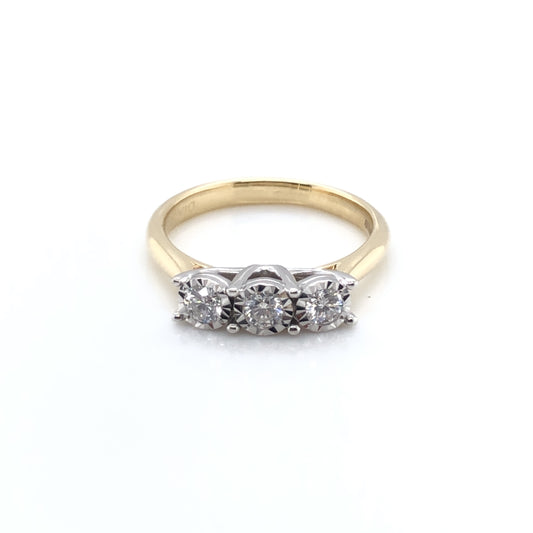 9ct Gold Diamond Trilogy Ring 0.30ct