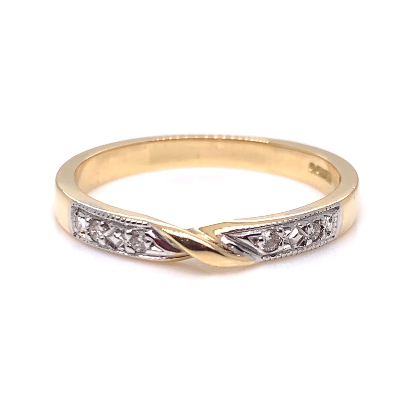 18ct Gold Diamond Crossover Wedding Band