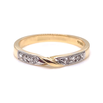 18ct Gold Diamond Twist Wedding Band EW138