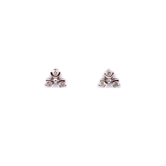 9ct White Gold Diamond Petal Stud Earrings