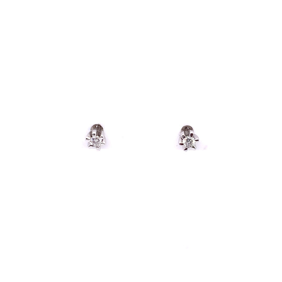 9ct White Gold Diamond Star Stud Earrings