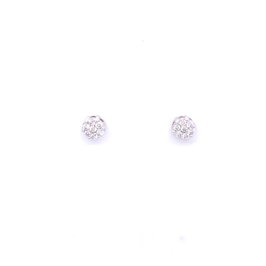 18ct White Gold Diamond Cluster Stud Earrings