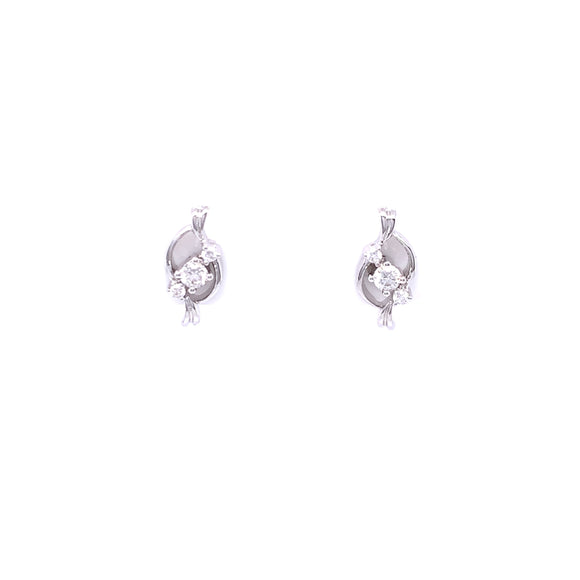 18ct White Gold Diamond Trilogy Twist Stud Earrings