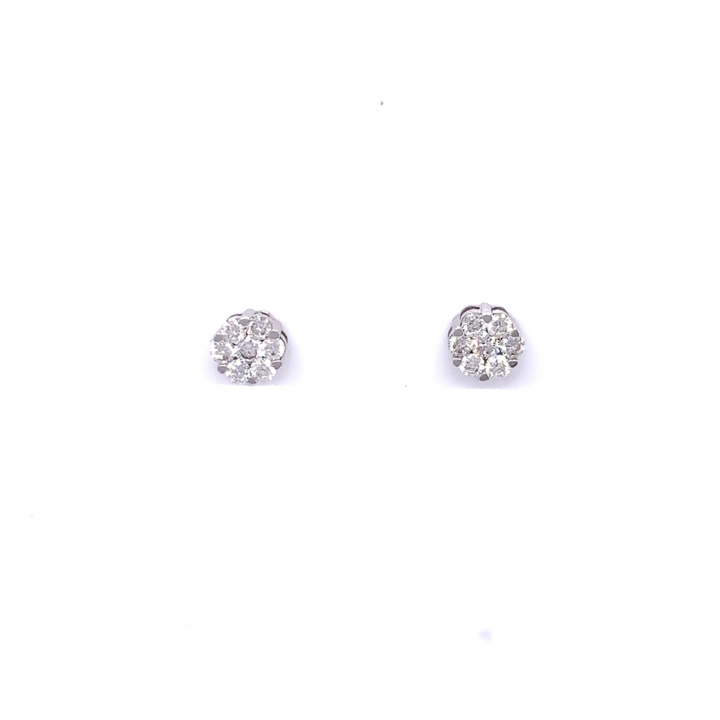 9ct White Gold Diamond Cluster Stud Earrings