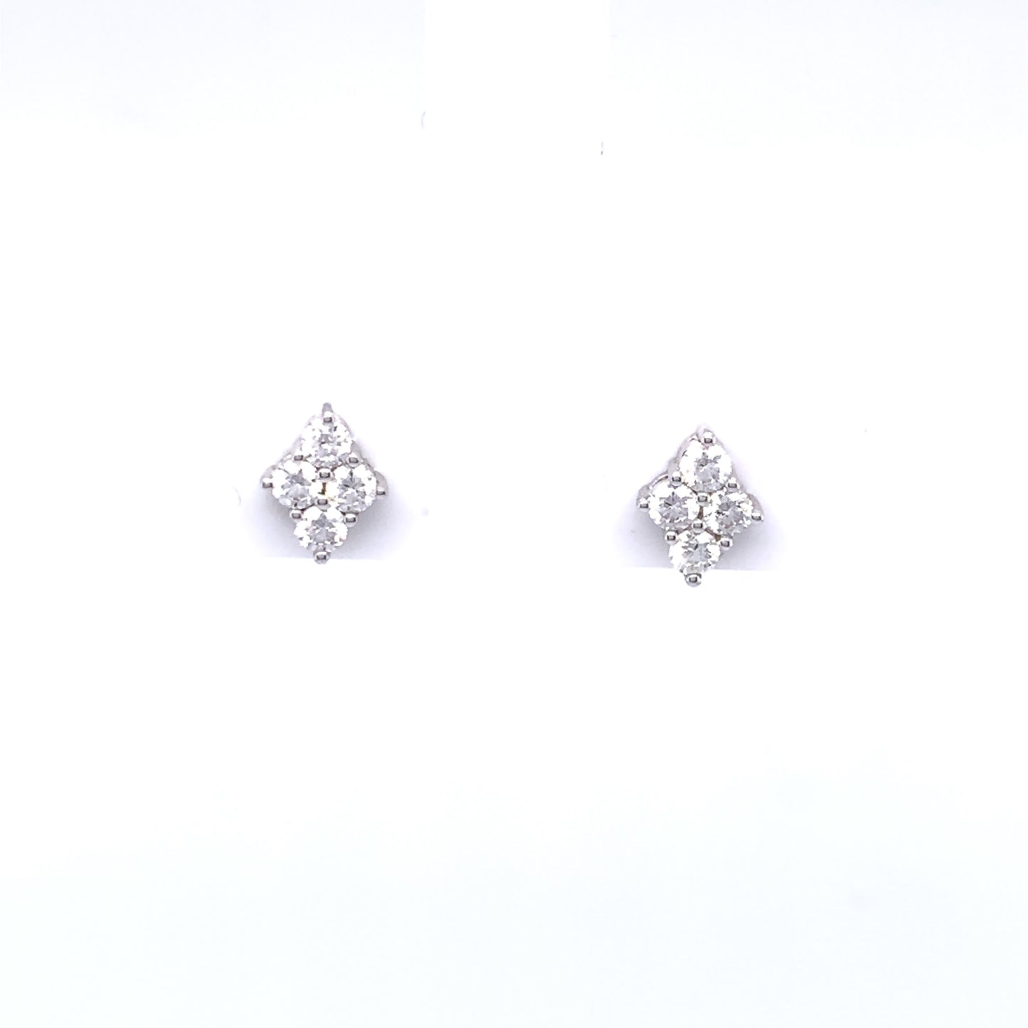 18ct White Gold Diamond Lozenge Stud Earrings